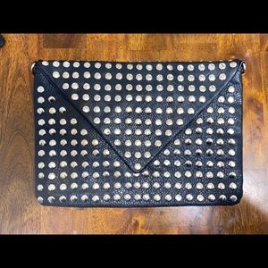Street Level faux leather silver studded clutch